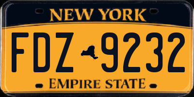 NY license plate FDZ9232