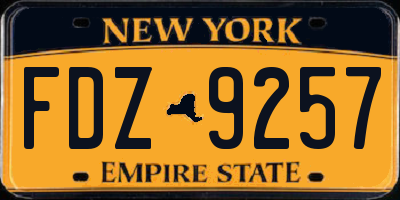 NY license plate FDZ9257