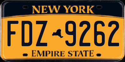 NY license plate FDZ9262