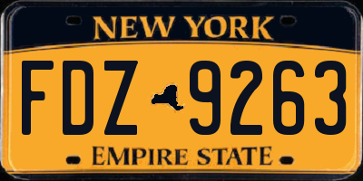 NY license plate FDZ9263