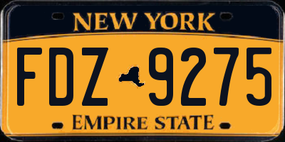 NY license plate FDZ9275