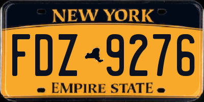 NY license plate FDZ9276
