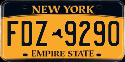 NY license plate FDZ9290
