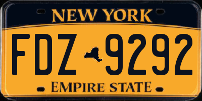 NY license plate FDZ9292