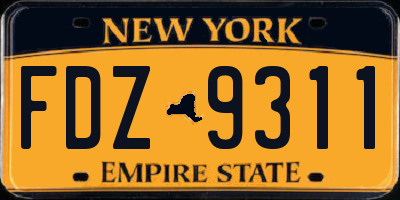 NY license plate FDZ9311