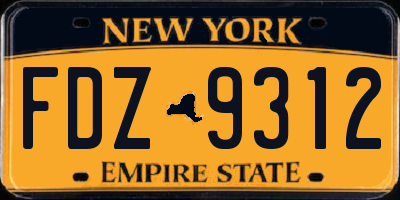 NY license plate FDZ9312
