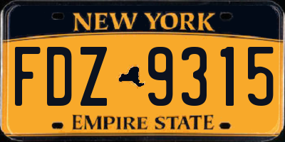NY license plate FDZ9315