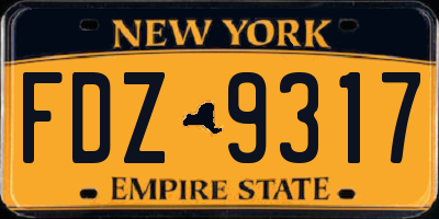 NY license plate FDZ9317