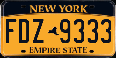 NY license plate FDZ9333