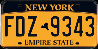 NY license plate FDZ9343