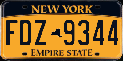 NY license plate FDZ9344