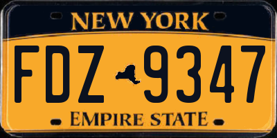 NY license plate FDZ9347