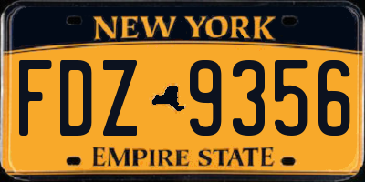 NY license plate FDZ9356
