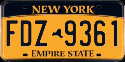 NY license plate FDZ9361