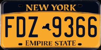 NY license plate FDZ9366