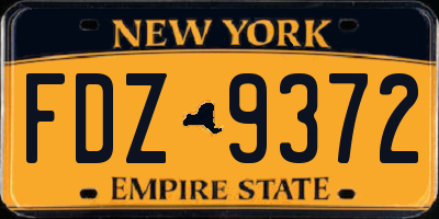 NY license plate FDZ9372