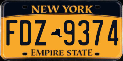 NY license plate FDZ9374