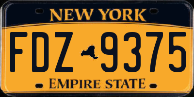 NY license plate FDZ9375