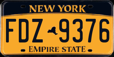 NY license plate FDZ9376