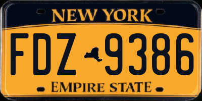 NY license plate FDZ9386