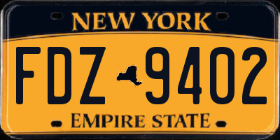 NY license plate FDZ9402