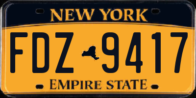 NY license plate FDZ9417