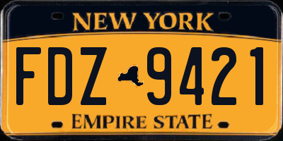 NY license plate FDZ9421
