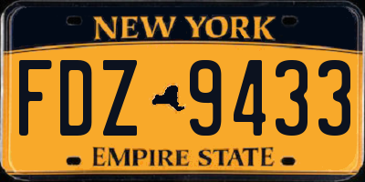 NY license plate FDZ9433