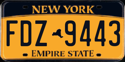 NY license plate FDZ9443