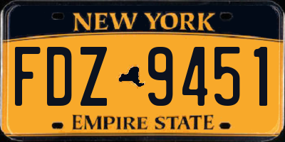 NY license plate FDZ9451