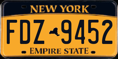 NY license plate FDZ9452
