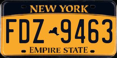 NY license plate FDZ9463