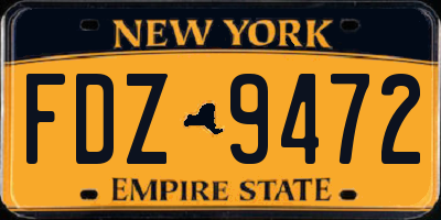 NY license plate FDZ9472