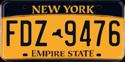 NY license plate FDZ9476
