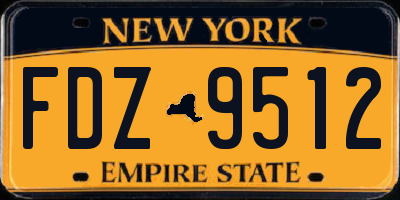 NY license plate FDZ9512