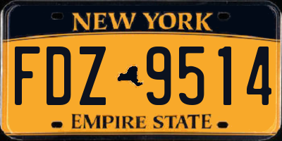 NY license plate FDZ9514