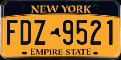 NY license plate FDZ9521