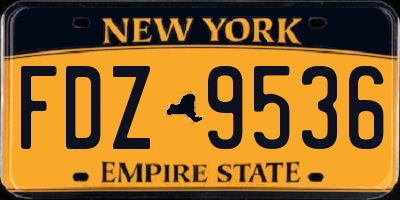 NY license plate FDZ9536