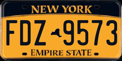 NY license plate FDZ9573