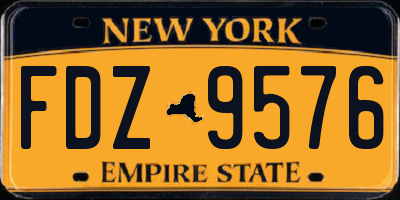 NY license plate FDZ9576