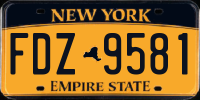 NY license plate FDZ9581