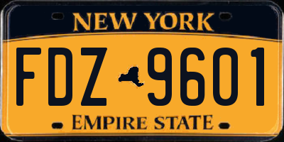 NY license plate FDZ9601