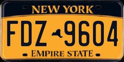 NY license plate FDZ9604