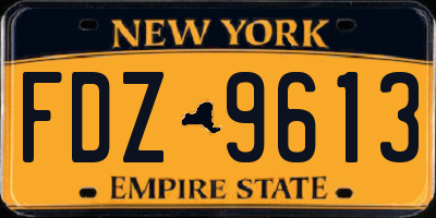 NY license plate FDZ9613