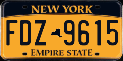 NY license plate FDZ9615