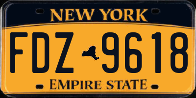 NY license plate FDZ9618