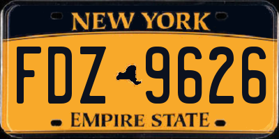 NY license plate FDZ9626