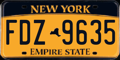 NY license plate FDZ9635