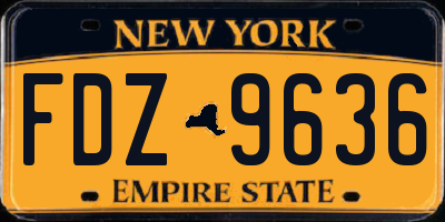 NY license plate FDZ9636