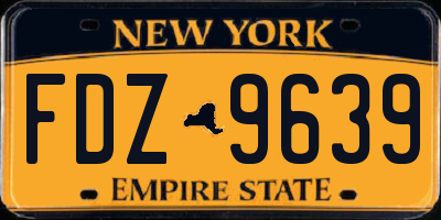 NY license plate FDZ9639